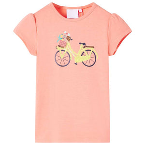 Kinder-T-Shirt Neonkoralle 128