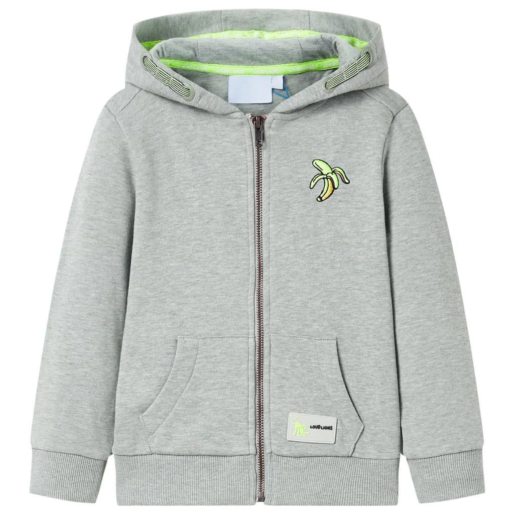 Kinder-Kapuzenpullover mit Reißverschluss Helles Khaki Melange 104