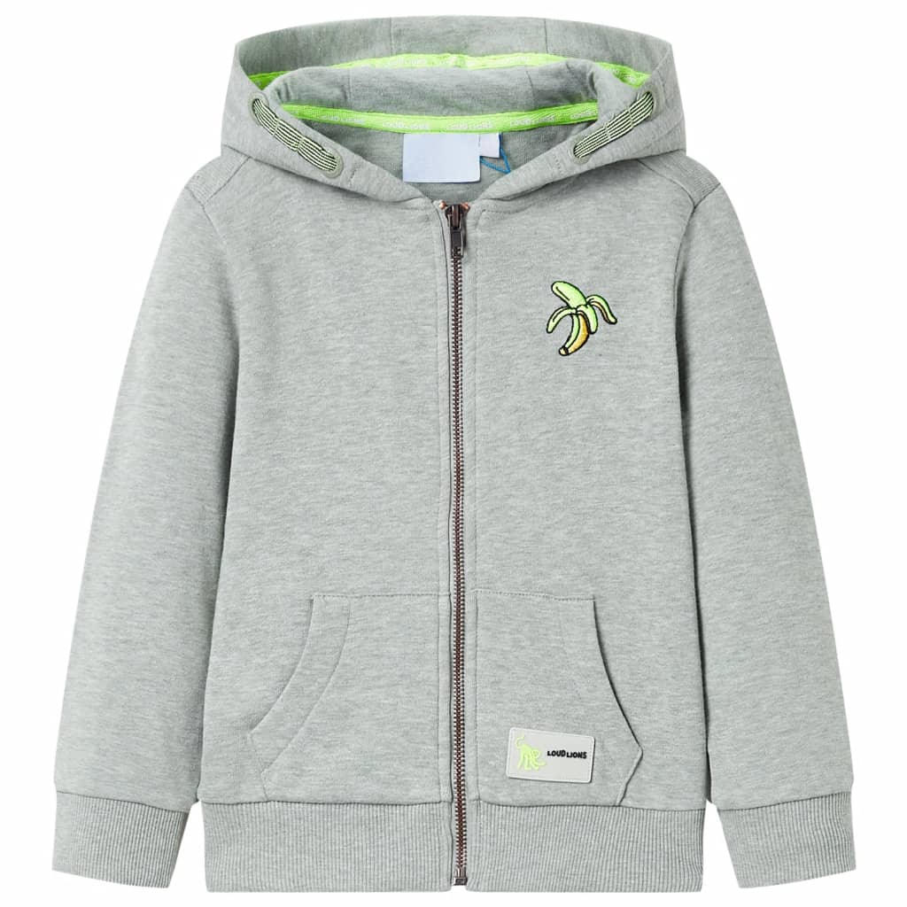 Kinder-Kapuzenpullover mit Reißverschluss Helles Khaki Melange 128