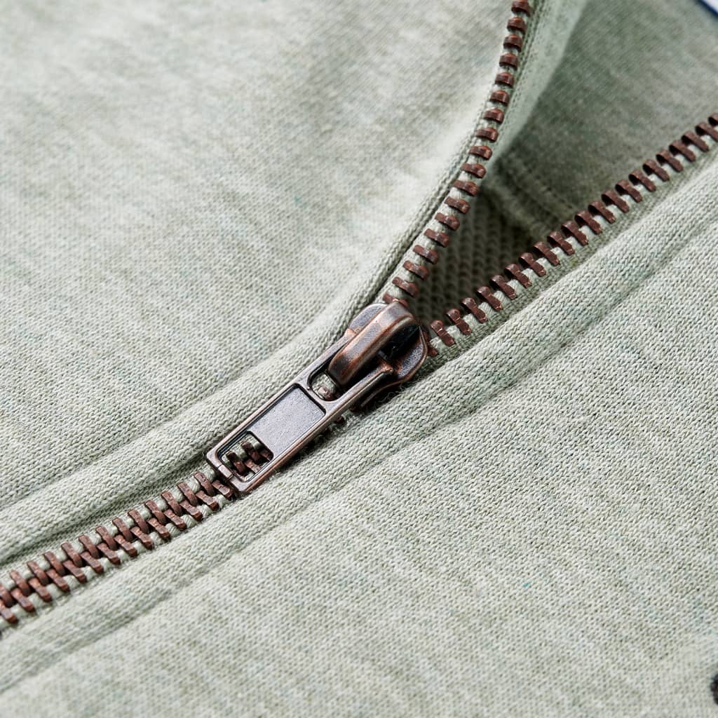 Kinder-Kapuzenpullover mit Reißverschluss Helles Khaki Melange 128