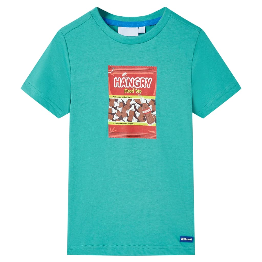 Kinder-Kurzarmshirt Dunkles Minzgrün 140