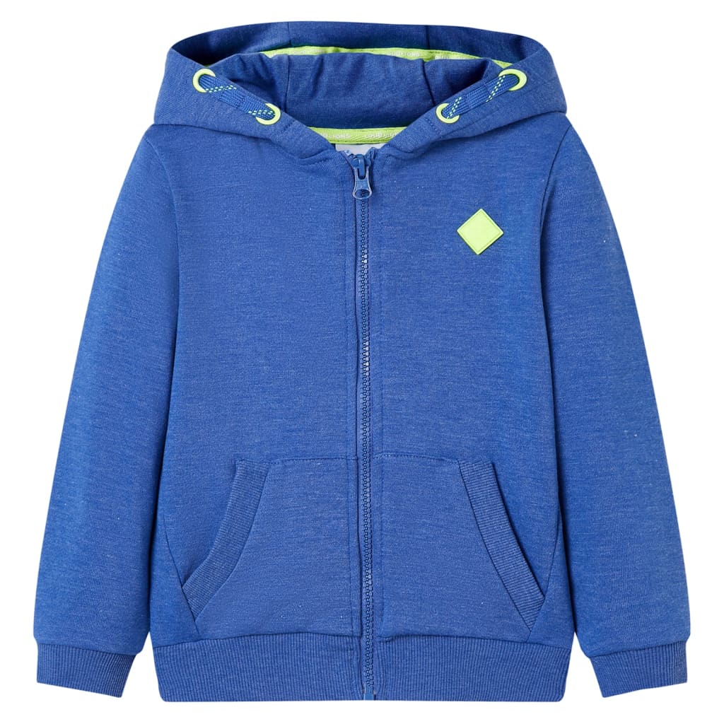 Kinder-Kapuzenpullover mit Reißverschluss Blau Melange 116