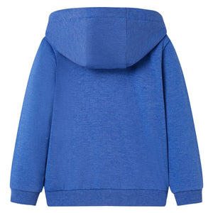 Kinder-Kapuzenpullover mit Reißverschluss Blau Melange 116