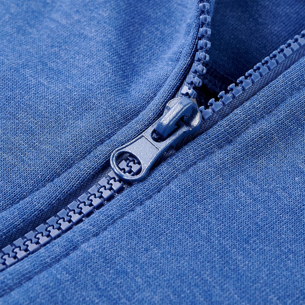 Kinder-Kapuzenpullover mit Reißverschluss Blau Melange 116