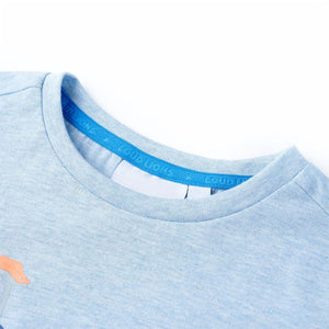 Kinder-T-Shirt Hellblau Melange 140