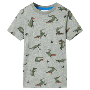 Kinder-T-Shirt Helles Khaki Melange 116