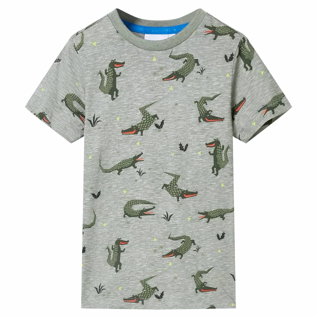 Kinder-T-Shirt Helles Khaki Melange 140