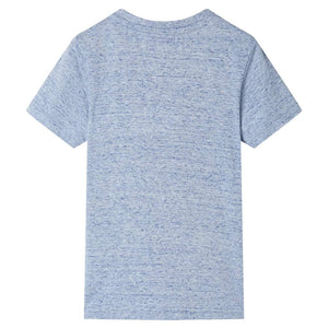 Kinder-Kurzarmshirt Blau Melange 92