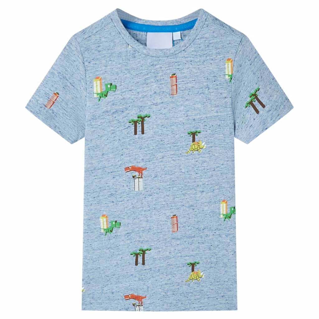 Kinder-T-Shirt Blau Melange 116