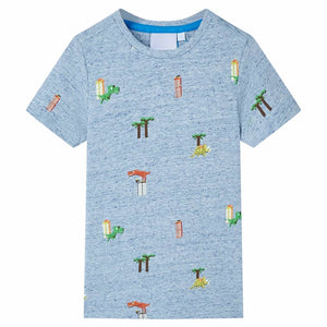 Kinder-T-Shirt Blau Melange 116