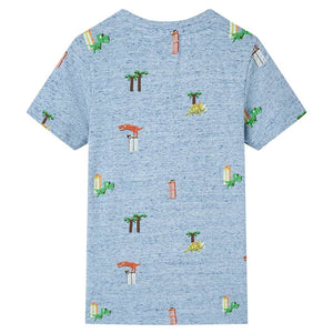 Kinder-T-Shirt Blau Melange 116