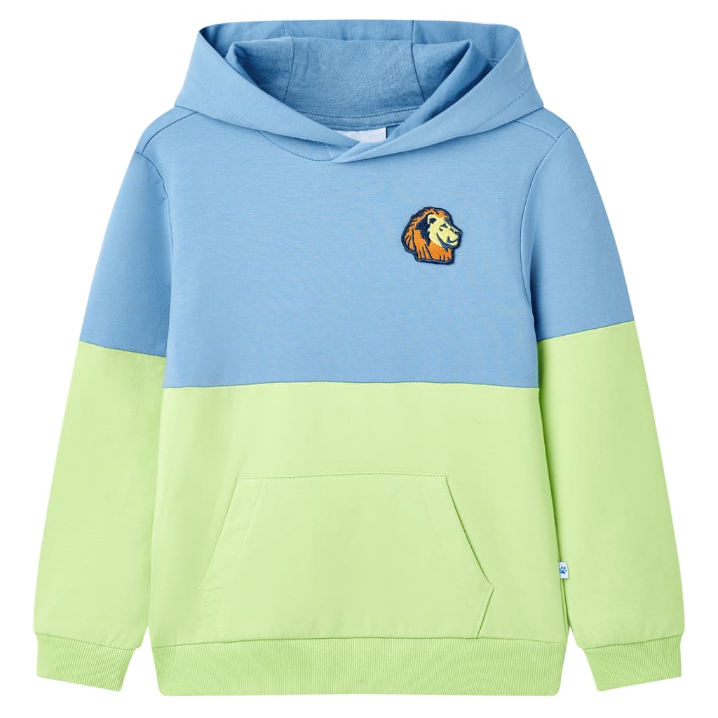 Kinder-Kapuzenpullover Blau und Zartgelb 104