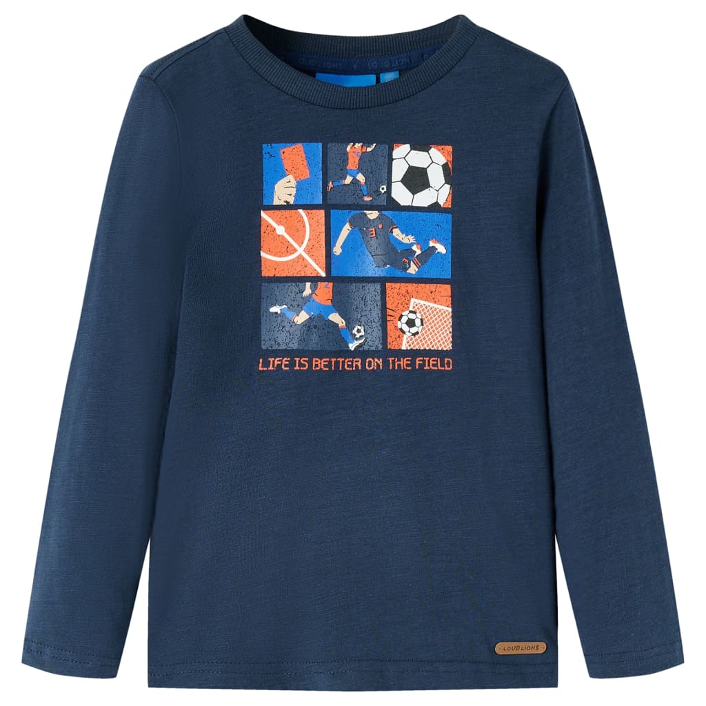 Kinder-Langarmshirt Marineblau Melange 104