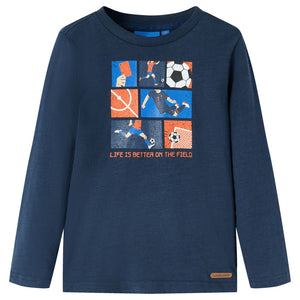 Kinder-Langarmshirt Marineblau Melange 128 Stilecasa