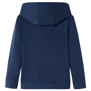 Kinder-Kapuzenpullover Marineblau Melange und Orange 104