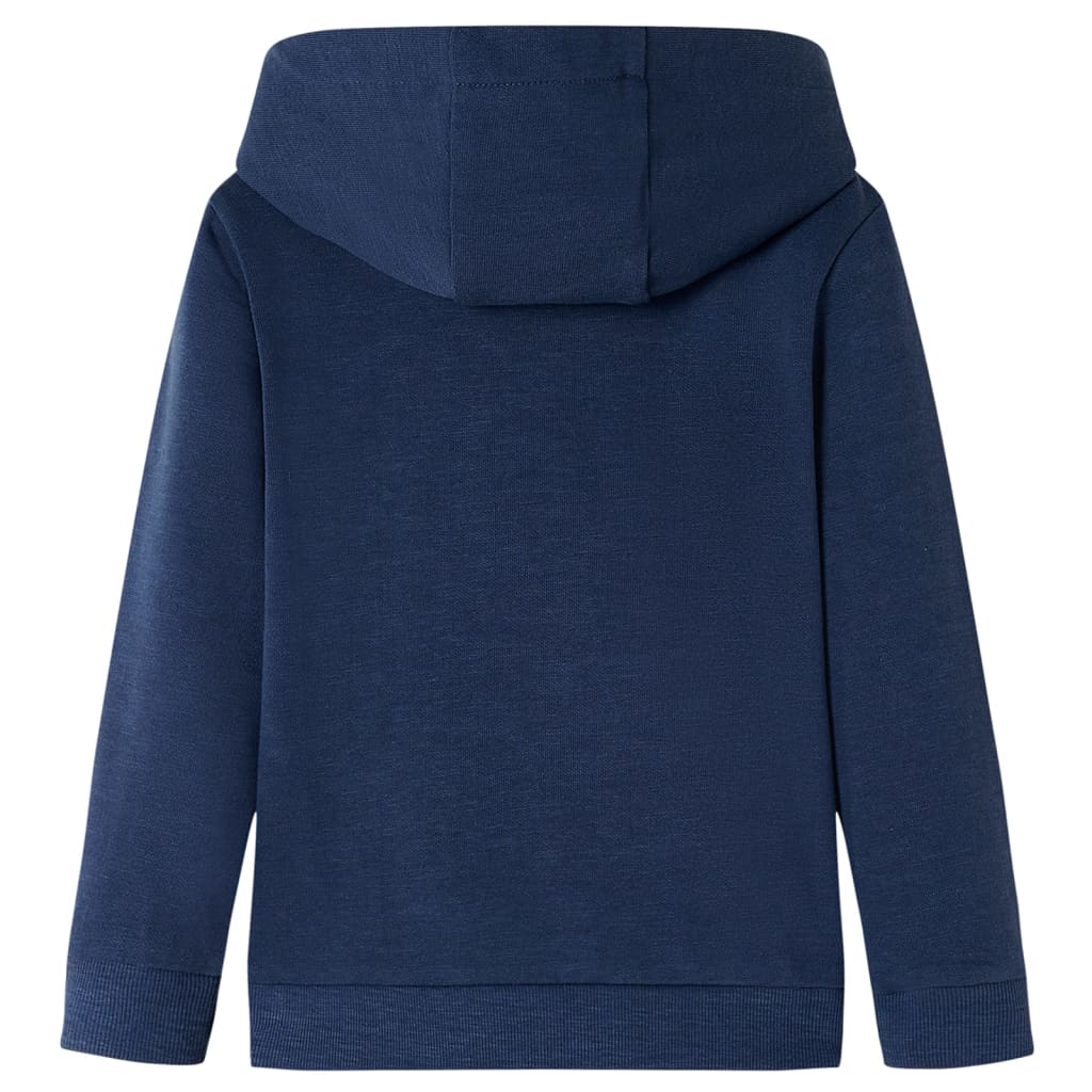 Kinder-Kapuzenpullover Marineblau Melange und Orange 128