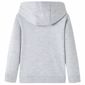 Kinder-Kapuzenpullover Grau Melange und Orange 128