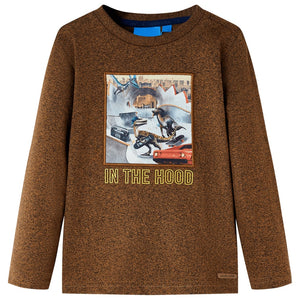 Kinder-Langarmshirt Cognac Melange 140