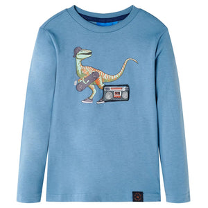 Kinder-Langarmshirt Mittelblau 116 Stilecasa