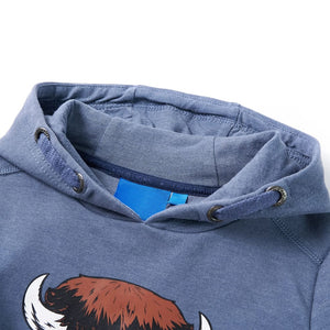 Kinder-Kapuzenpullover Blau Melange 116