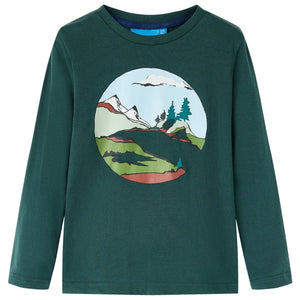 Kinder-Langarmshirt Dunkelgrün 92