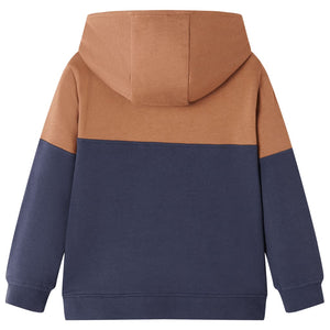 Kinder-Kapuzenpullover mit Halbem Reißverschluss Anthrazit Cognac 104