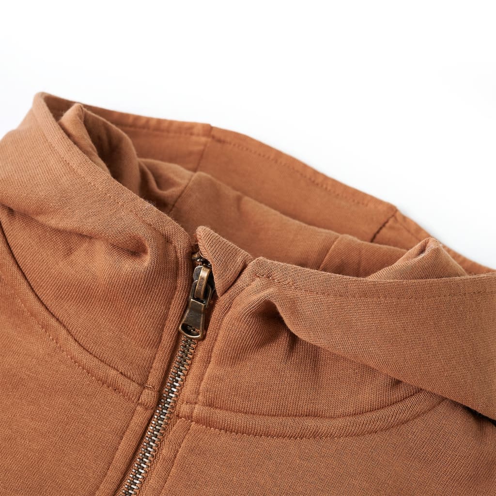 Kinder-Kapuzenpullover mit Halbem Reißverschluss Anthrazit Cognac 104