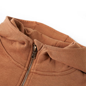 Kinder-Kapuzenpullover mit Halbem Reißverschluss Anthrazit Cognac 128 Stilecasa