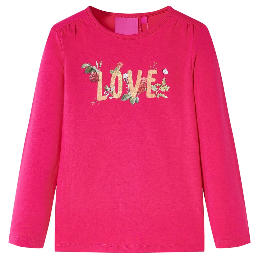 Kinder-Langarmshirt Knallrosa 116