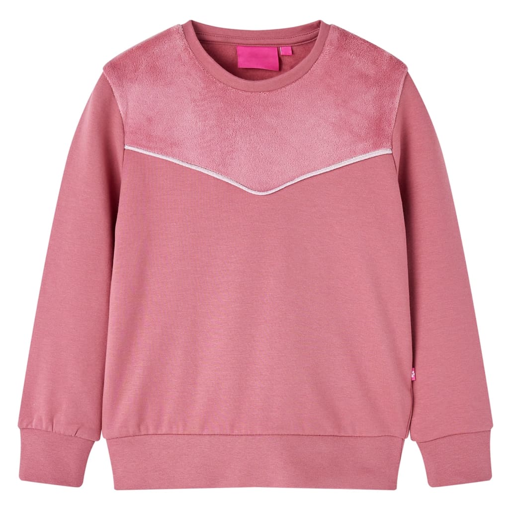 Kinder-Sweatshirt Samt-Patchwork Himbeerrosa 92