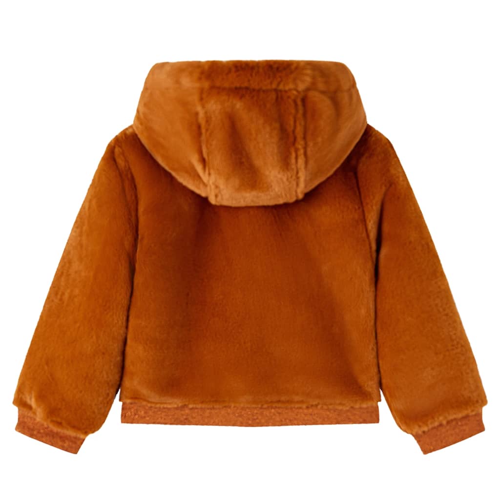 Kinder-Kapuzenjacke Kunstpelz Cognac 92