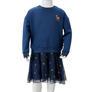 Kinderkleid mit Langen Ärmeln Marineblau 104