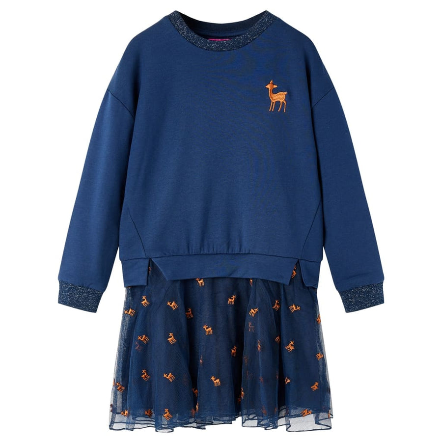 Kinderkleid mit Langen Ärmeln Marineblau 128 Stilecasa