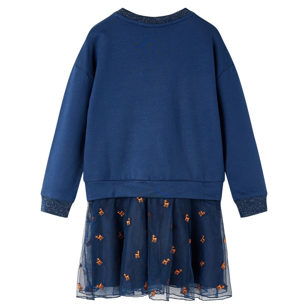 Kinderkleid mit Langen Ärmeln Marineblau 128 Stilecasa