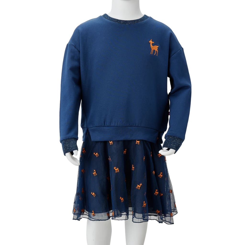 Kinderkleid mit Langen Ärmeln Marineblau 128 Stilecasa