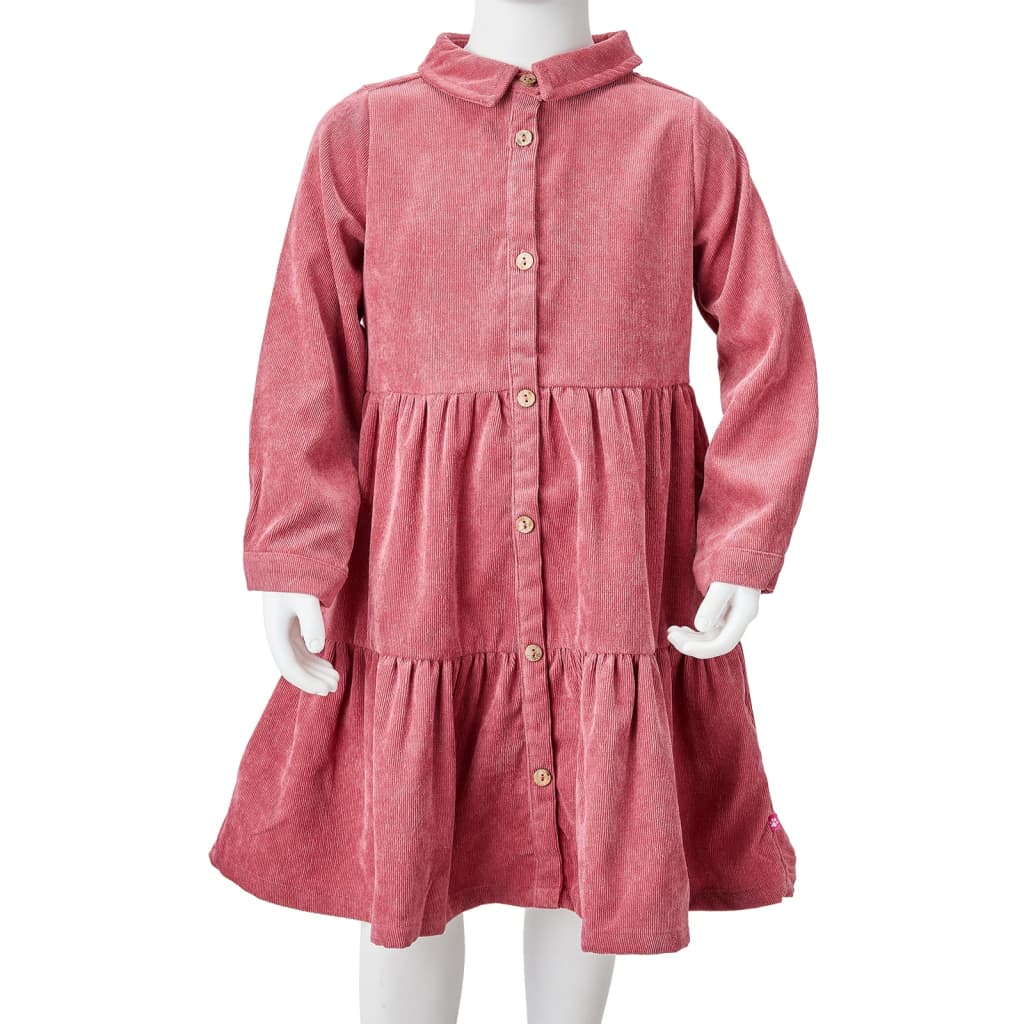 Kinderkleid mit Langen Ärmeln Cord Altrosa 140