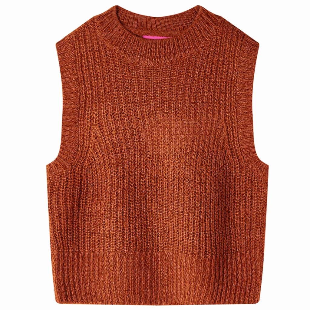 Kinder-Pulloverweste Gestrickt Cognac 116 Stilecasa