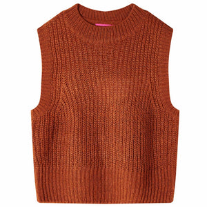 Kinder-Pulloverweste Gestrickt Cognac 116 Stilecasa