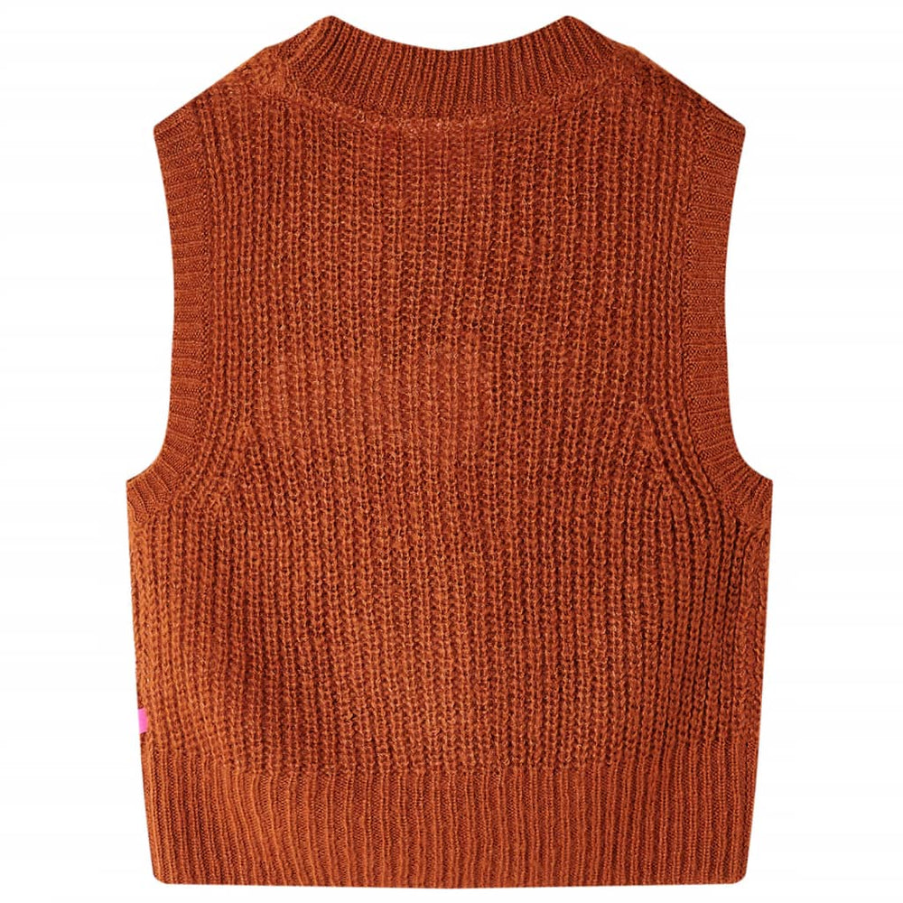 Kinder-Pulloverweste Gestrickt Cognac 116 Stilecasa