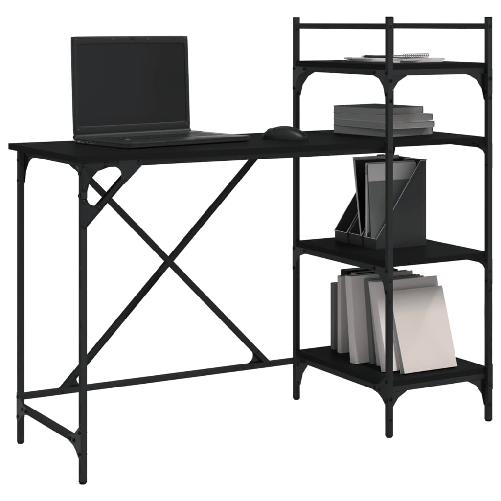 vidaXL Computertisch mit Regal Schwarz 120x47x109 cm