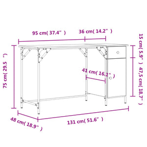 vidaXL Computertisch Schwarz 131x48x75 cm Holzwerkstoff