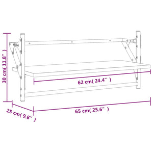 vidaXL Wandregale mit Stangen 2 Stk. Schwarz 65x25x30 cm