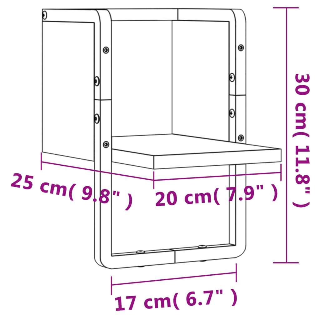 vidaXL Wandregal mit Stange Sonoma-Eiche 20x25x30 cm