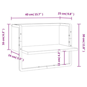 Wandregal mit Stange Schwarz 40x25x30 cm Stilecasa