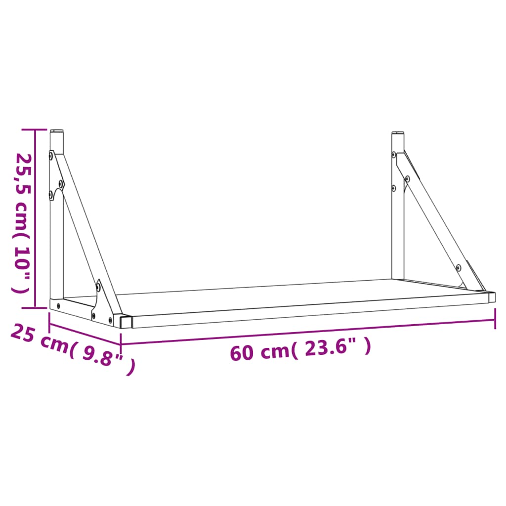 Wandregale 2 Stk. Schwarz 60x25x25,5 cm Holzwerkstoff Stilecasa