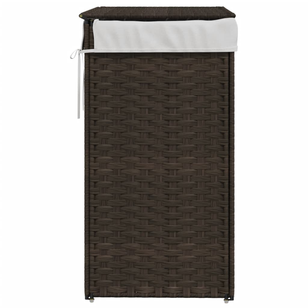 vidaXL Wäschekorb mit Deckel Dunkelbraun 46x33x60 cm Poly Rattan