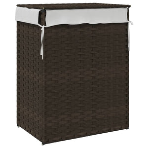 vidaXL Wäschekorb mit Deckel Dunkelbraun 46x33x60 cm Poly Rattan