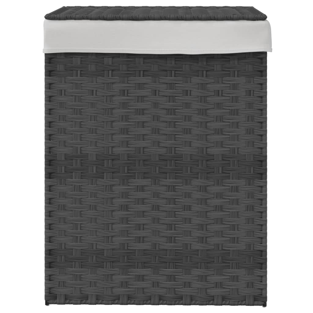 vidaXL Wäschekorb mit Deckel Grau 46x33x60 cm Poly Rattan