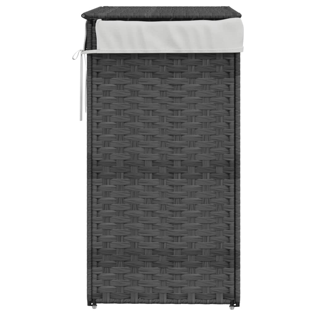 vidaXL Wäschekorb mit Deckel Grau 46x33x60 cm Poly Rattan