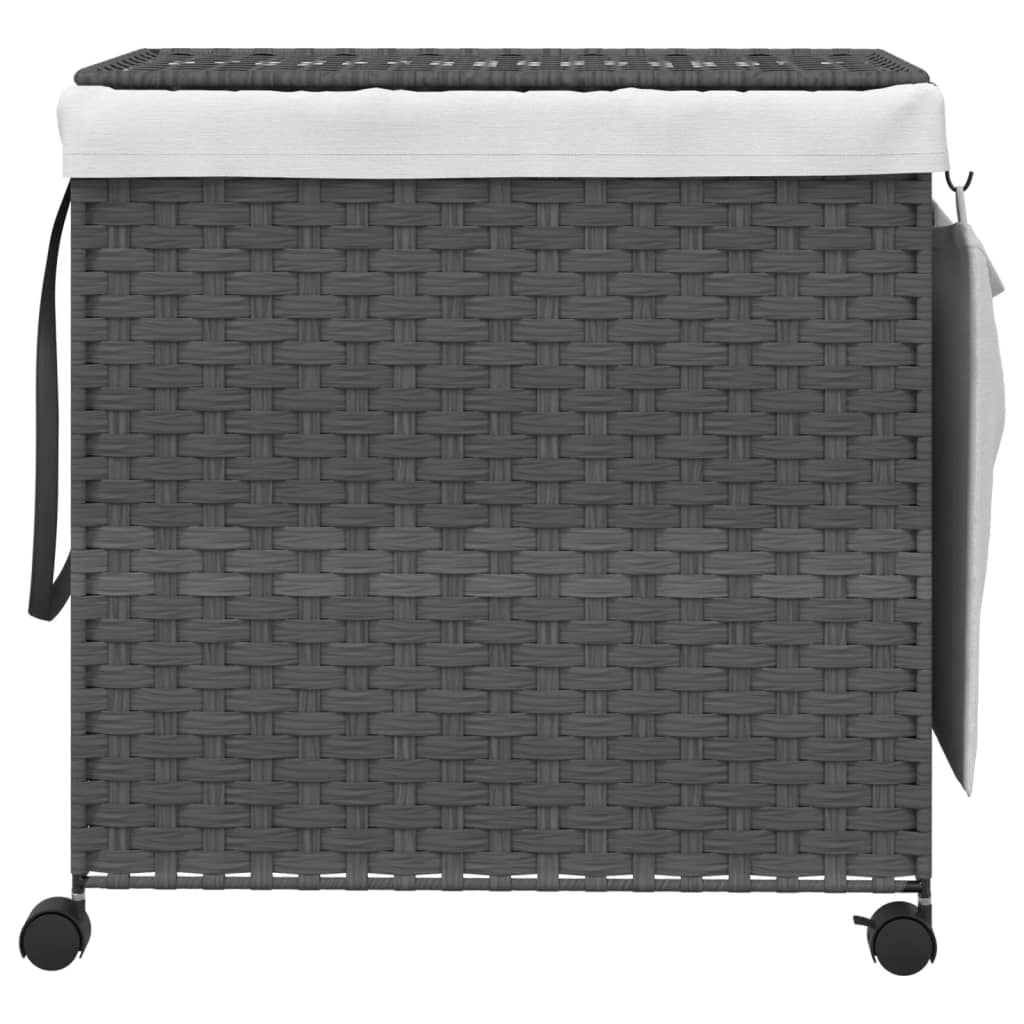 vidaXL Wäschekorb mit Rollen Grau 60x35x60,5 cm Rattan